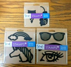 3 NEW STASH FOAM STAMPS SETS UNICORN RAINBOW, GLASSES EYE & FOOD