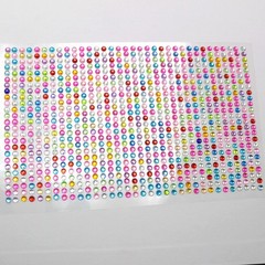 6 Sheets of 850pcs Mixed Color 3mm Round Stripe Self-Adhesive Acrylic Rhinestone