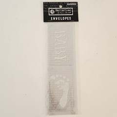 NEW 4 Pkgs Rub-Ons BABY White Blue Words Footprint Inspirables Making Memories-Z