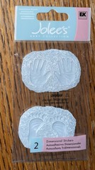 RARE Jolees Mini BABY BOY HAND FOOT PRINTS Ceramic Plaster 3D Scrapbook Stickers