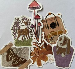WOODLAND ASSORTMENT Stickers(6pc)Fairy•Mushroom •Animals•Flowers•Nature•Trees•