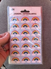 168 Rainbow & 96 Heart Stickers 4 Sheets Per Pack~3 NOS Sealed Packs
