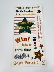 Sports Team Athlete Game Time Motivational Phrase Star Stickers Sheet 18 Pcs