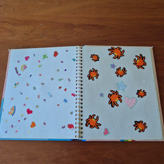 Vintage 1980s Sticker Album Book Puffy Hello Kitty Snoopy Apple Garbage Pail