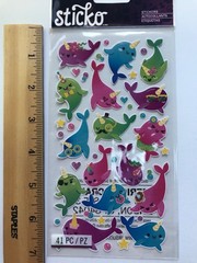 EK Success Sticko Lot Girlie Girl Scrapbook Stickers Unicorns Narwhals Bling Owl