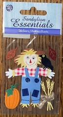 Essentials Halloween Scare Crow Pumpkins Hay Wheat Leaves 3D Scrapbook Stickers