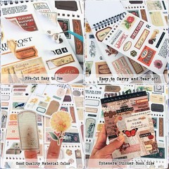 532PCS Vintage Stickers for Scrapbooking, 50 Sheets Precut Washi Stickers Book f