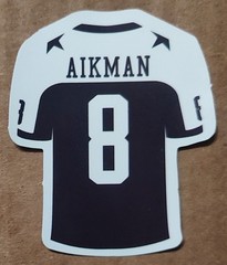 Troy Aikman 8 QB Dallas Cowboys jersey die-cut decal sticker