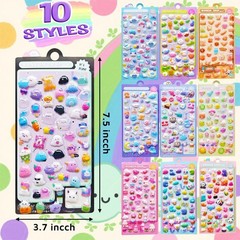 3D Puffy Stickers, 10 Sheets 500+ PCS Mini Kawaii Resin Decorative Stickers for