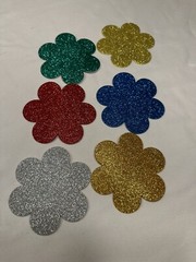 arts & crafts FOAM STICKER SHAPES 6 count glitter FLOWERS