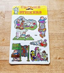 Vintage 80’s BJ Chrome Foil Decal Specialties Robot School Stickers NIP Pack