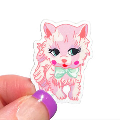 Lot of 5 Weatherproof Vinyl Stickers: Cute Pastel Pink Kitty Cat