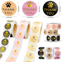 3 Rolls 1″ Round Kraft Paws Print Thank You Stickers Labels Hot Stamping For Tag