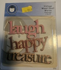 Li’l Davis Designs Vintage Wood Small Words LAUGH HAPPY TREASURE