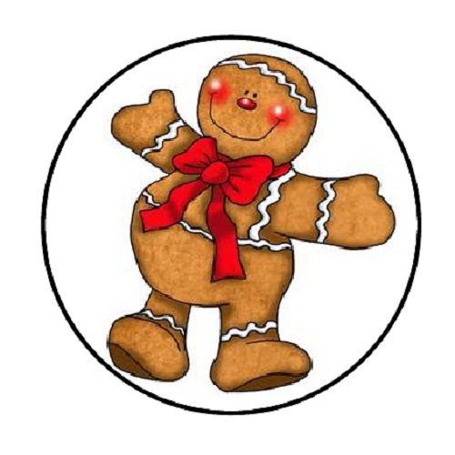 48 Christmas Gingerbread Man!!! ENVELOPE SEALS LABELS STICKERS 1.2″ ROUND