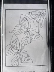 New Paper Parachute cling RUBBER STAMP 3 BUTTERFLIES IN FRAME free USA ship