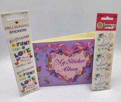 1989 SandyLion My Sticker Album Floral Heart Filled W Stickers Mrs Grossmans Vtg