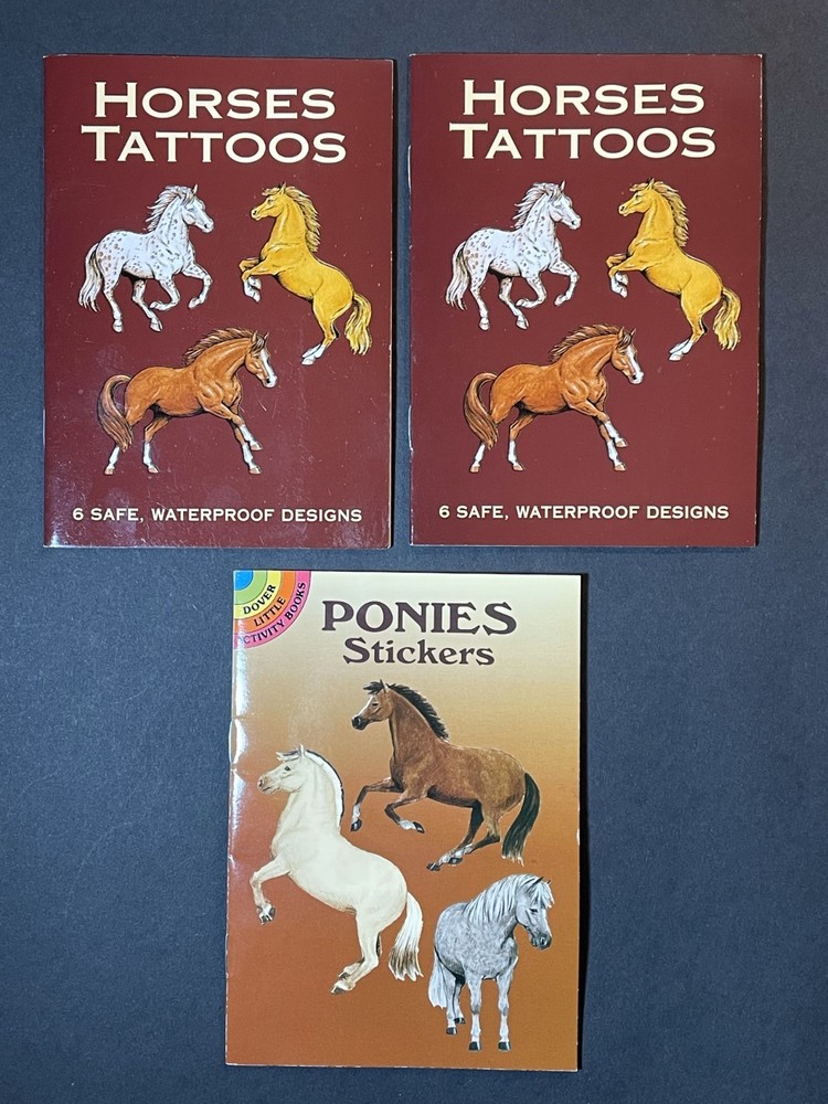 Ponies Stickers & Horses Tattoos 2003 by John Green Dover Lot of 3 NOS