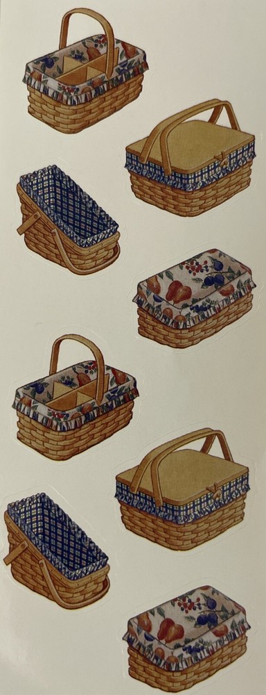 WICKER BASKET Stickers(8pc) Village Press•Fruit•Household •Picnic•Home•Organizer