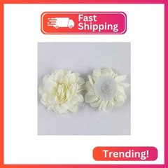 Worlds Lvory Chiffon Ruffled Fabric Flower for DIY Handmade Decorative, Hair Cli