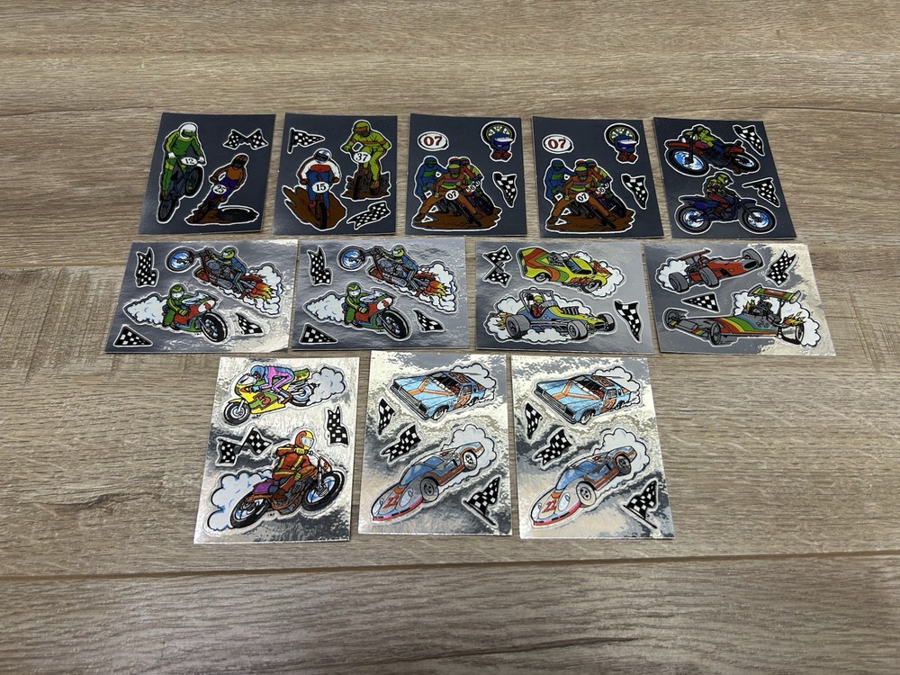 Vintage 1980’s Metallic Foil Vending Sticker Lot BMX Bikes Cars Motorcycle