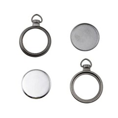 Tim Holtz Idea-ology Mini Pocket Watch Embellishments 2/Pack, Antique Nickel