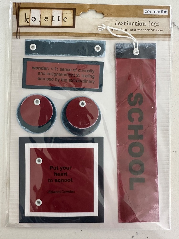 Colorbok Kolette Dimensional Self Adhesive Destination Tags»School» Scrapbooking