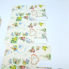 Vintage Gummed Seals and Gift Tags Lot Mid Century Wedding Baby All Occasion