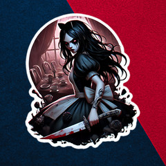 Gothic Alice Game Inspired Die-Cut Sticker, Bloody Knife, Creepy Tea Party