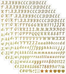 0.5 Inch Small Letter Sticker, Golden Vinyl Self Adhesive Alphabet Number Sticke