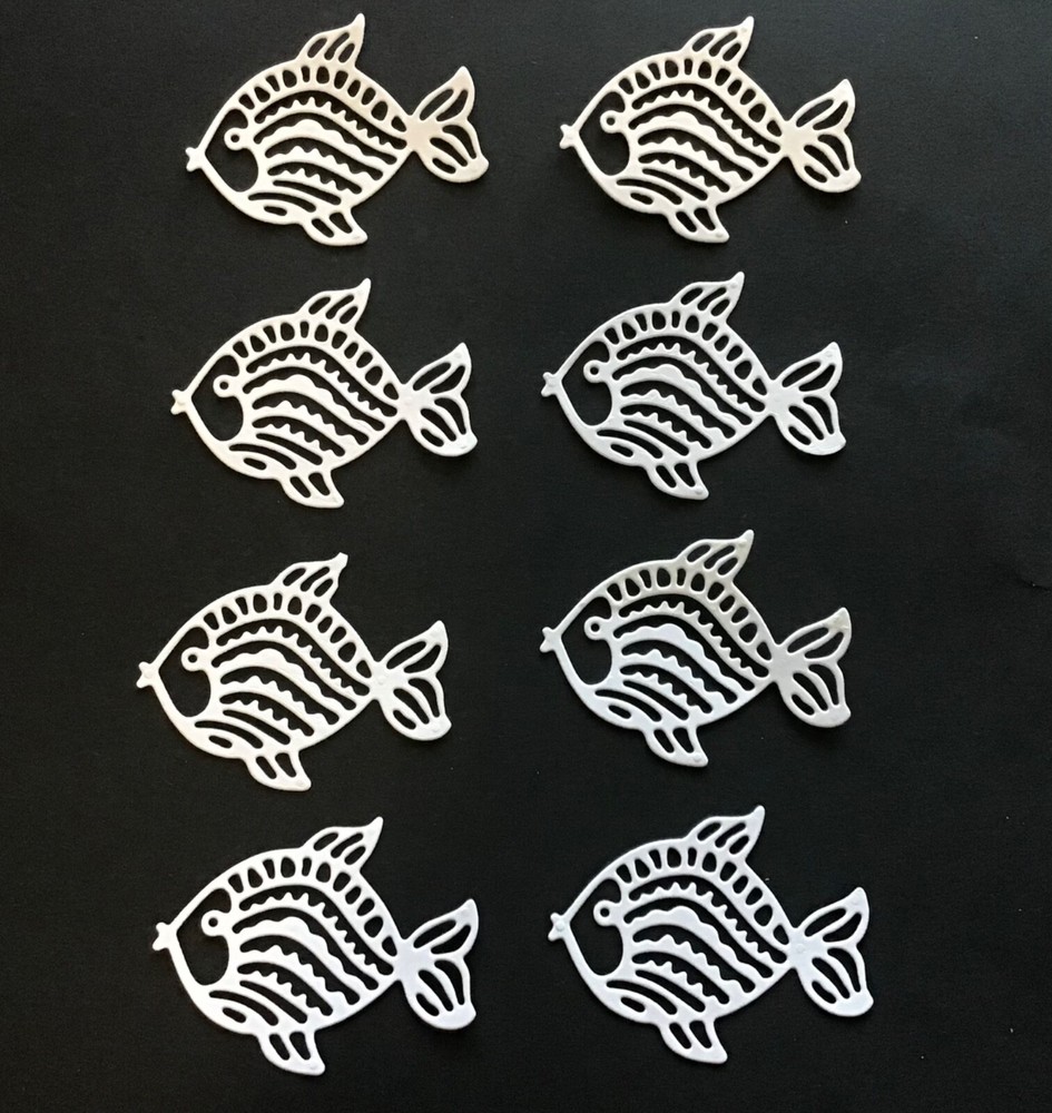 Fish Die Cut Embellishments White or Assorted Colors 8 pcs 1-3/4” x 2-1/2”