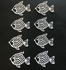 Fish Die Cut Embellishments White or Assorted Colors 8 pcs 1-3/4” x 2-1/2”