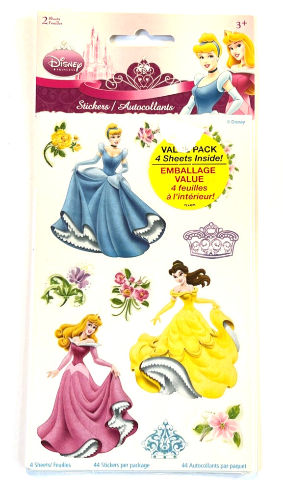 Disney Princess Cinderella Belle Scrapbook Stickers! 4 Sheets NEW PACK Sandylion