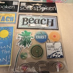 Scrapbook Stickers Mixed Lot of Beach Sea Ocean Summer Travel Flower Themed