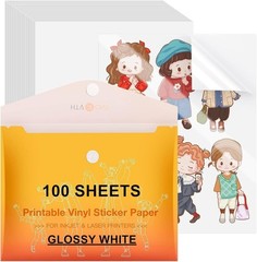Waterproof Glossy Vinyl Sticker Paper – 100 Sheets for Inkjet Printers