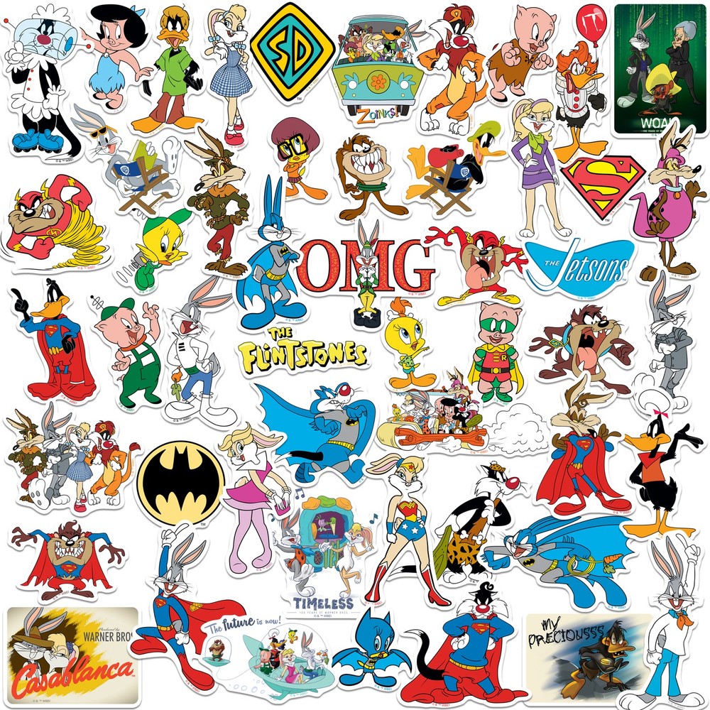 LOONEY TUNES MASHUP VARIETY DIE CUT VINYL 50 CT STICKER PACK