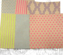 25 Sheet lot of 6×6 Kraft and Neon Acid Free Paper Stock