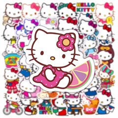 50pc HELLO KITTY – POPCORN Stickers, Great for-Phone, Water Bottle, Laptop, Car