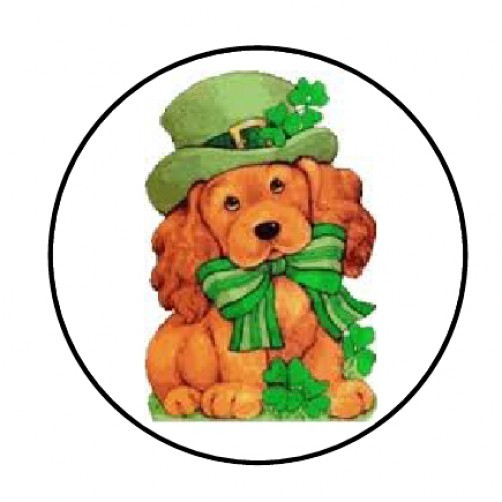 48 ST PATRICKS DOG ENVELOPE SEALS LABELS STICKERS 1.2″ ROUND