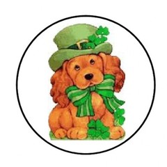 48 ST PATRICKS DOG ENVELOPE SEALS LABELS STICKERS 1.2″ ROUND