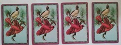 4 Duratone 50’s Cardinal Red Bird Border Single Swap Playing Cards Paper Vintage