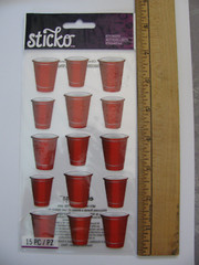 Sticko Stickers PARTY CUPS Red Cups Drinks 15 Pieces NOS