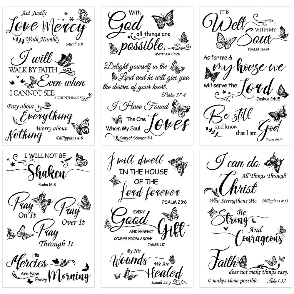 Rub on Transfers for Crafts 11.8 x 7.9 inches, Bible Verses; Butterfly