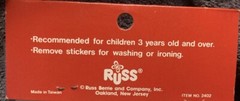 Vintage HTF Russ Super Stick -Ons HANDS OFF Puffy Stickers NIP