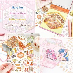 20 Sets Eco-Friendly 3D Kawaii Scene Stickers for Creative Fun & Stress Relief