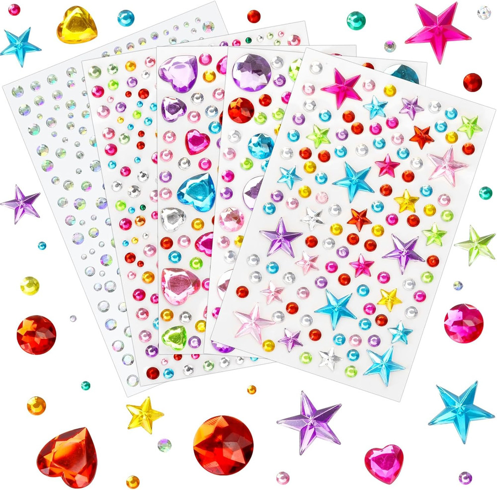 Small Rhinestone Gem Stickers for Crafts, Scrapbooking, DIY Decoration