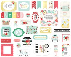 Carta Bella SUMMER MARKET EPHEMERA (33pc) DIE-CUTS scrapbooking