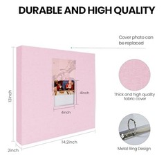 12×12 Scrapbook Photo Album 3 Ring Binder Linen Cover Pink 60 Pages DIY Memory