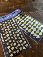 Lot of 2 Pkgs Stickopotamus Binder Stickers Gold & Silver Hearts & Stars NIP