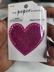 Paper Studio HOT PINK HEART GLITTER Adhesive Gems Scrapbooking Crafts ST1